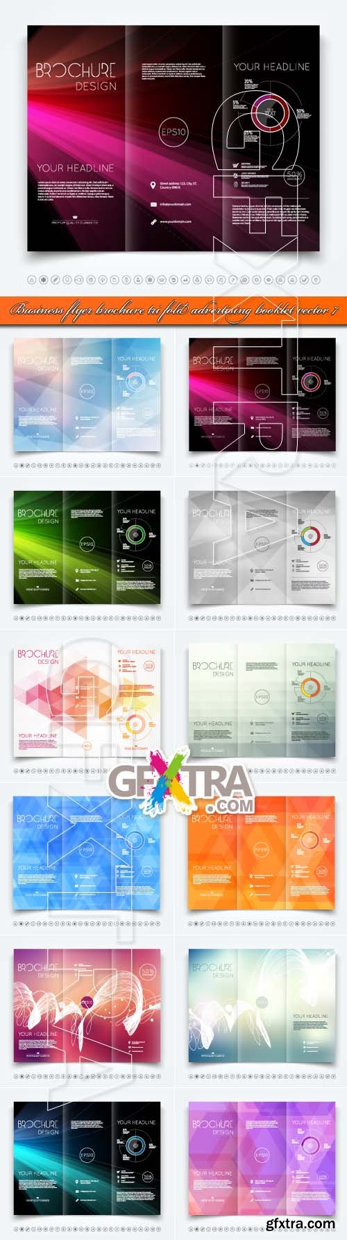 Business flyer brochure tri fold advertising booklet vector 7