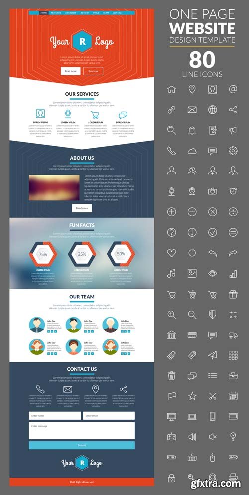 One Page Website Templates - 25x EPS
