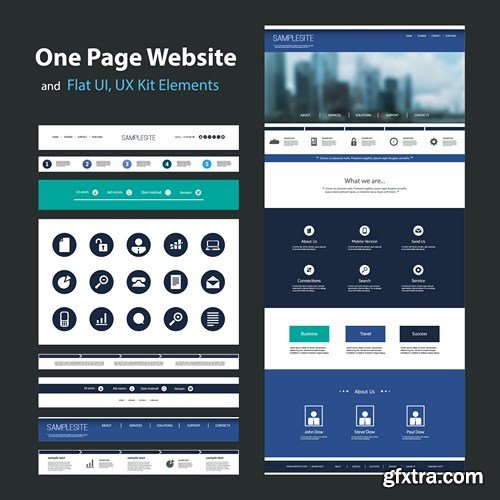 SS Website Template and Different Header Designs, 25xEPS