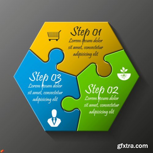 Business Puzzle Infographics 47xEPS
