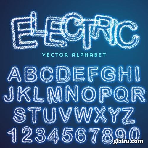 Stock Vector - Neon Coloured Letters Alphabet