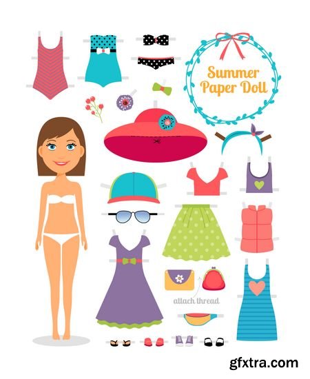 Vector - Paper People with Dress and Hat