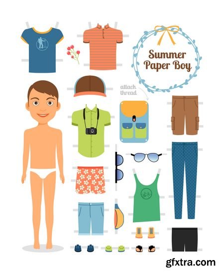 Vector - Paper People with Dress and Hat