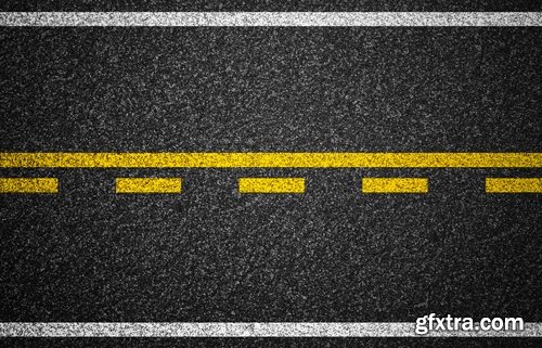 Collection of various asphalt road with road markings and signs 25 HQ Jpeg
