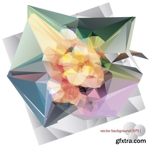 Vector - Geometric Flowers - Abstract Polygonal Flowers