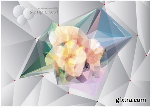 Vector - Geometric Flowers - Abstract Polygonal Flowers