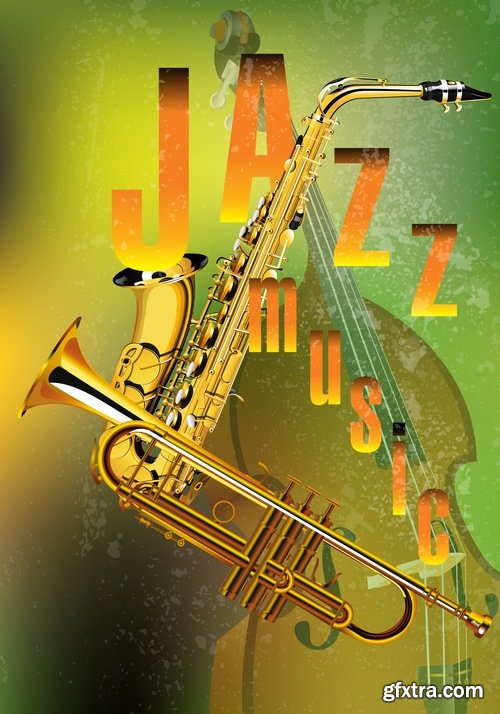 Collection of vector image bekgraund jazz 25 Eps