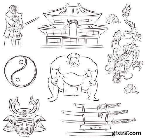 Collection of vector image Sumo yokozuna sumo wrestler 25 Eps