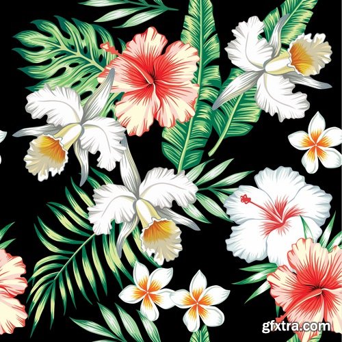 Collection of vector backgrounds picture flora 25 Eps