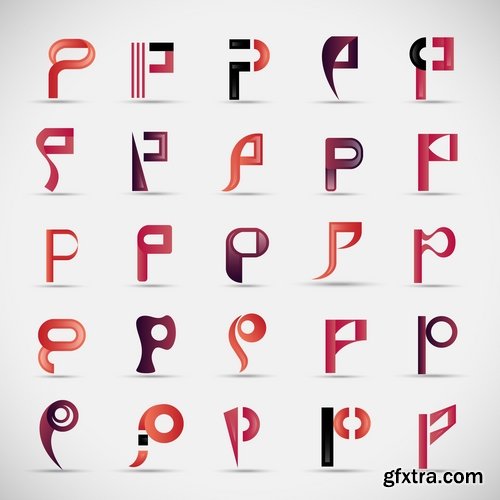 Collection of design elements vector image calligraphic alphabet letters 25 Eps
