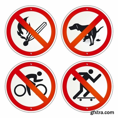 Collection of vector image sign stop sign prohibiting signs 25 Eps