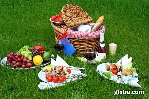 Collection picnic basket picnic wine grapes plaid bedding Still Life 25 HQ Jpeg
