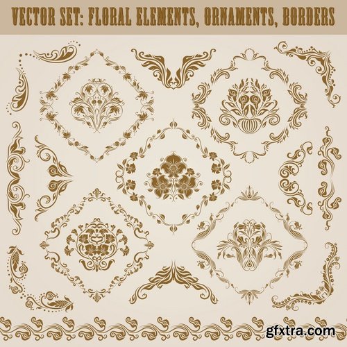 Collection of vector image calligraphic elements vintage design element 25 Eps