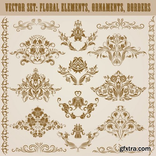 Collection of vector image calligraphic elements vintage design element 25 Eps