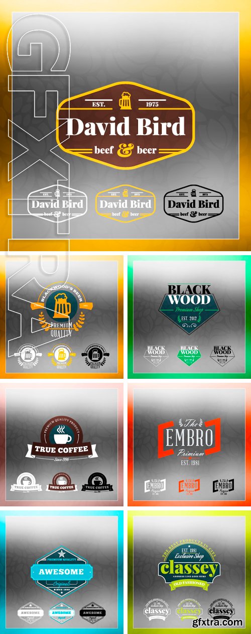 Stock Vectors - Retro Vintage Insignia, Logotype, Label or Badge. Business sign design template with color variations