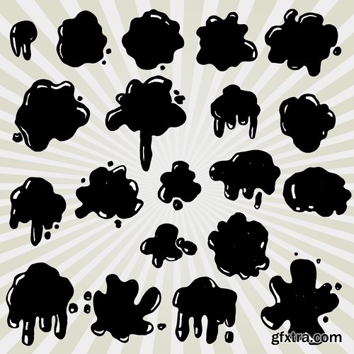 Collection of different vector picture illustration of silhouettes of different animals bird predators insects 25 Eps
