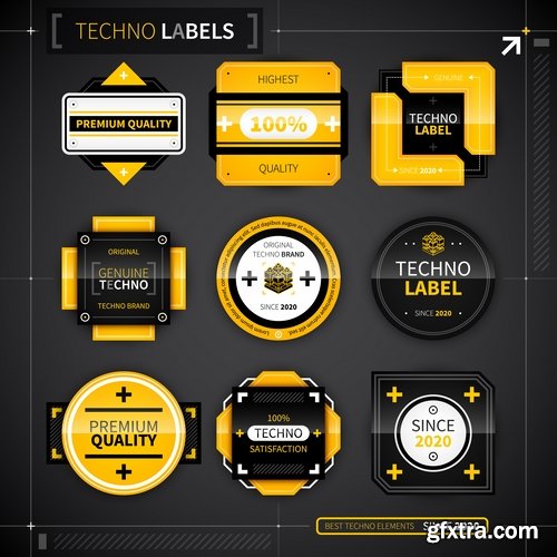 Collection of vector image of techno infographics sticker sticker business 25 Eps
