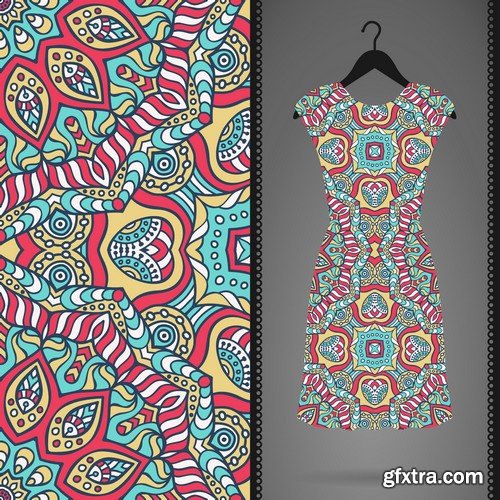 Stock Vectors - Dress With Seamless Pattern. Vintage Decorative Elements. Hand Drawn Background. Islam, Arabic, Indian, Ottoman Motifs. perfect for printing on fabric or paper 3