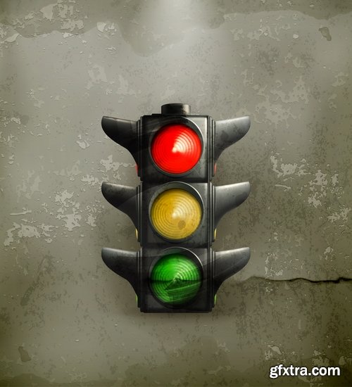 Collection of vector traffic lights picture traffic regulation 25 Eps