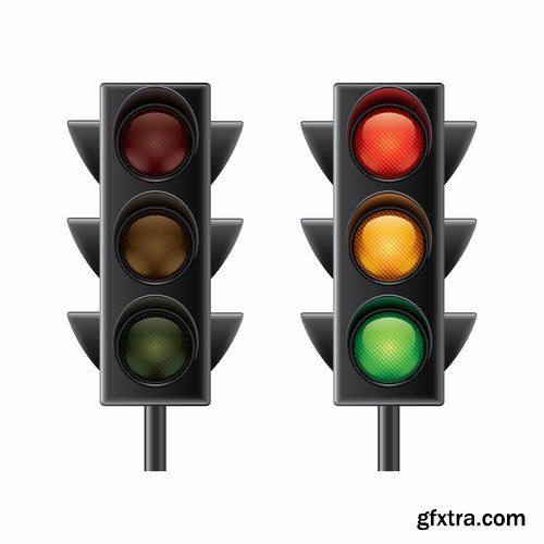 Collection of vector traffic lights picture traffic regulation 25 Eps