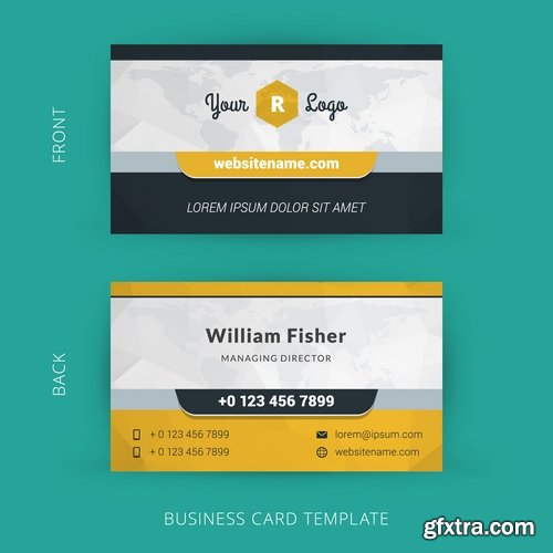 Vector image Collection of business card template visiting card #3-25 Eps