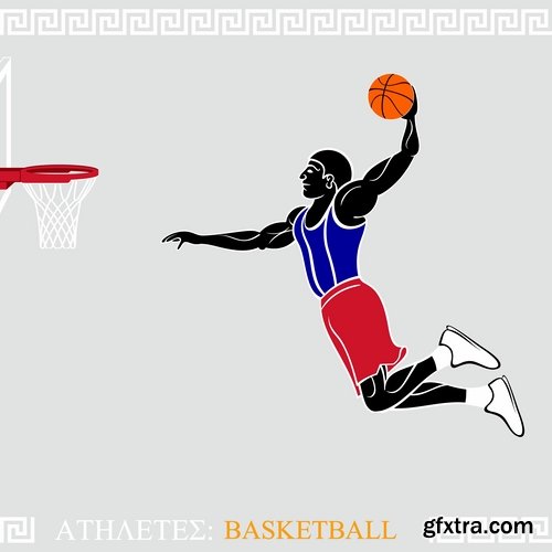 Collection of vector picture basketball basketball player T-shirt printing Sport 25 Eps