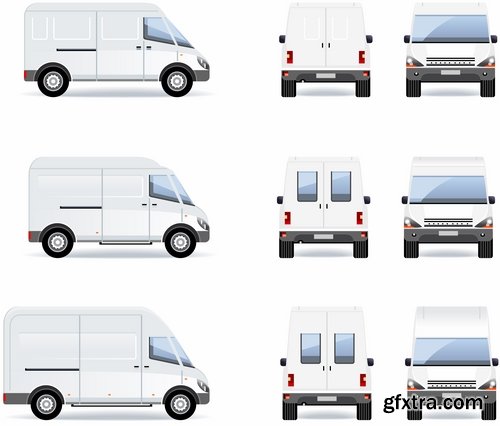 Collection of vector image minivan van commercial vehicle transport 25 Eps