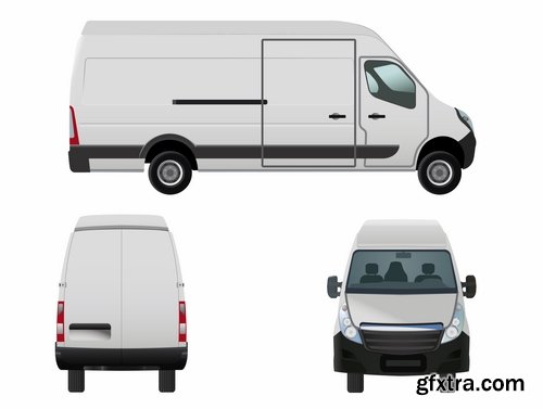 Collection of vector image minivan van commercial vehicle transport 25 Eps