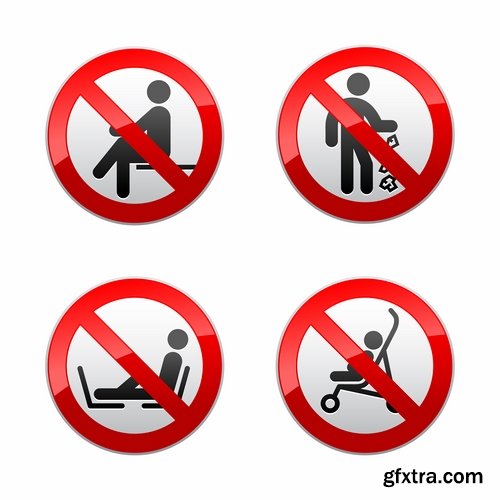 Collection of vector image prohibiting sign ban sign warning icon 25 Eps