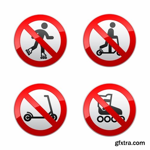 Collection of vector image prohibiting sign ban sign warning icon 25 Eps