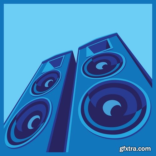 Collection of vector picture music speaker loudspeaker background is a symbol logo 25 EPS