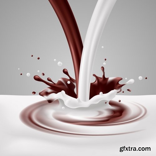 Collection of vector image of chocolate drops a background hot chocolate cocoa 25 EPS