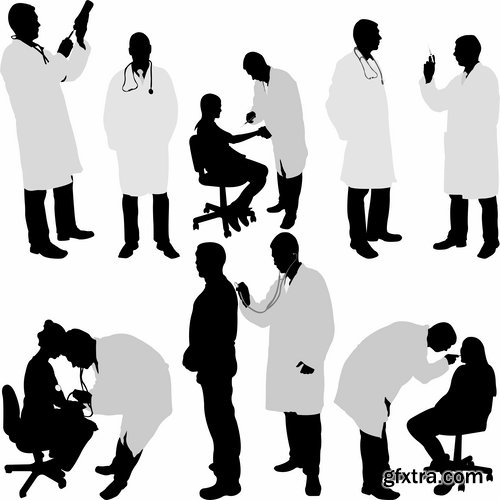 Collection of vector image medical infographics medical worker doctor nurse 25 EPS