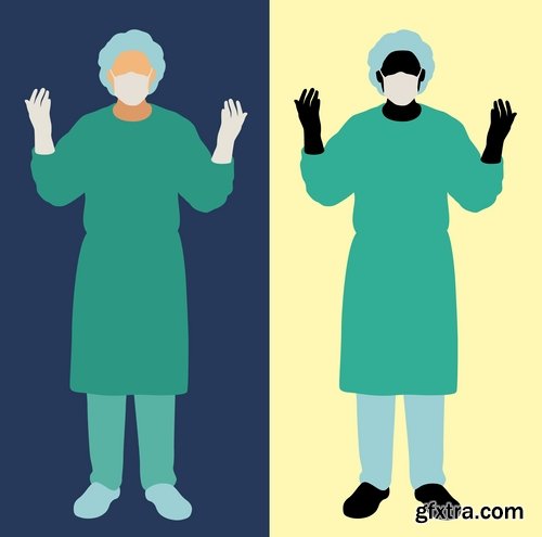 Collection of vector image medical infographics medical worker doctor nurse 25 EPS