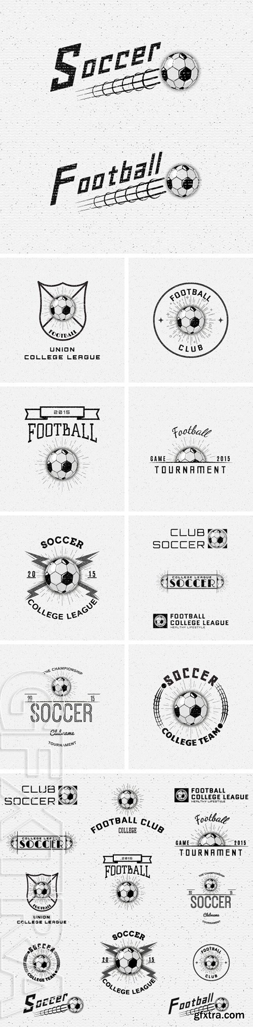 Stock Vectors - Soccer badges logos and labels can be used for design, presentations, brochures, flyers, sports equipment, corporate identity, sales