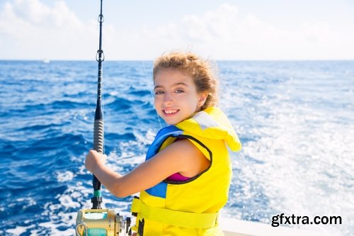 Collection of little girl woman girl with a fishing rod fishing pier river sea 25 HQ Jpeg