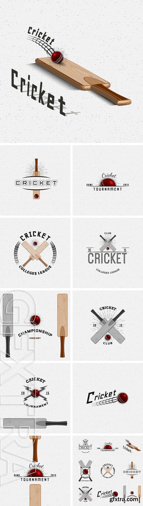Stock Vectors - Cricket badges logos and labels can be used for design, presentations, brochures, flyers, sports equipment, corporate identity, sales