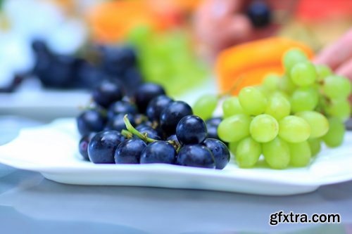 Collection set fruit juice vegetable fresh fruit salad grapes orange berry 25 HQ Jpeg
