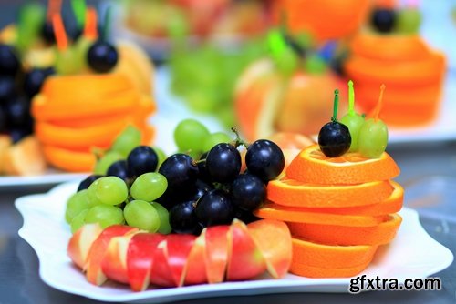 Collection set fruit juice vegetable fresh fruit salad grapes orange berry 25 HQ Jpeg