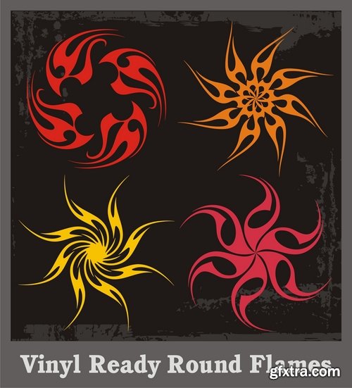 Collection of vector picture fire sticker fiery horse abstract animal bird eagle 25 EPS