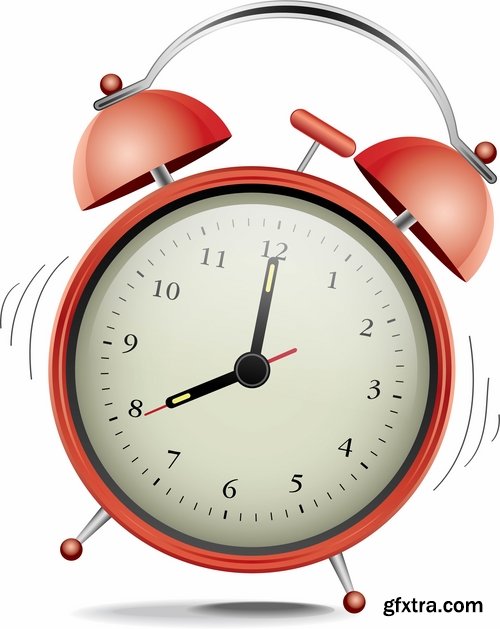 Collection of vector image alarm clock clock time clock face 25 EPS