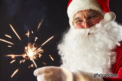 Collection of New Year Christmas Santa Claus Father Christmas people with fireworks 25 HQ Jpeg