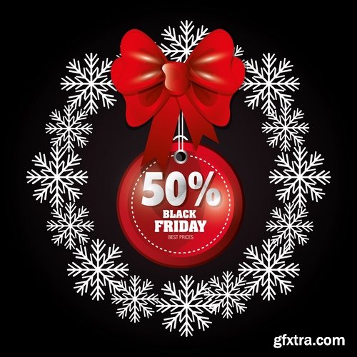 Collection of vector banner picture sale sticker flyer poster Black Friday discount 25 EPS