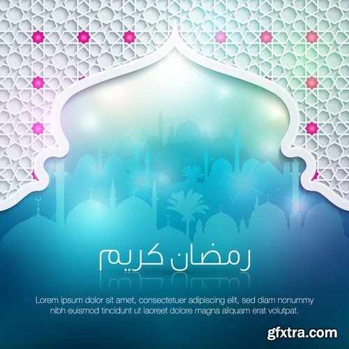 Collection of vector image background is eastern window Mosque Islam Mosque 25 EPS