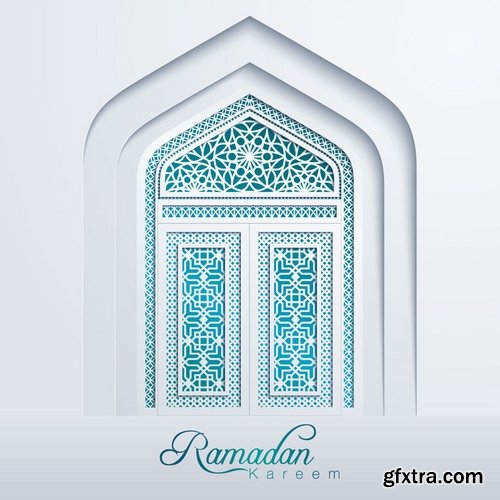 Collection of vector image background is eastern window Mosque Islam Mosque 25 EPS