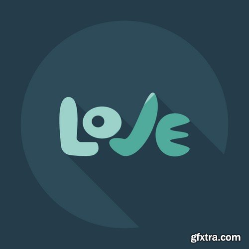 Flat modern design with shadow icons sign of love, 15 х EPS
