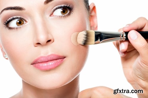 Collection of make-up set for make-up lips lipstick mascara powder brush 25 HQ Jpeg