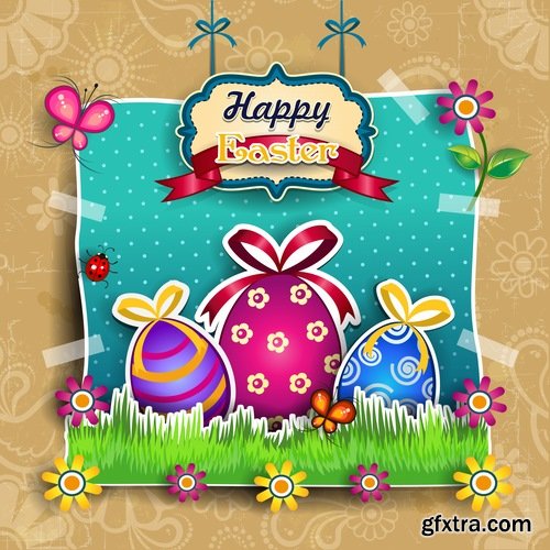 Collection of Easter gift card easter egg 25 EPS