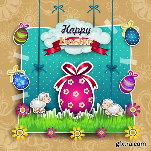 Collection of Easter gift card easter egg 25 EPS