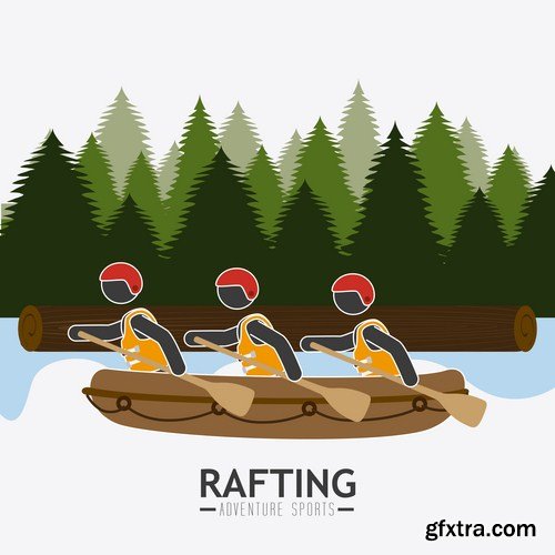 Rafting Travel Collection - 25 Vector